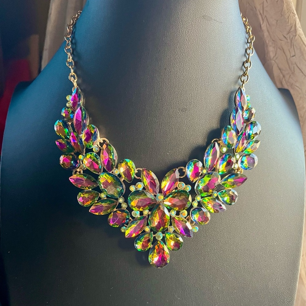 Statement Watermelon Rhinestone Necklace - image 1